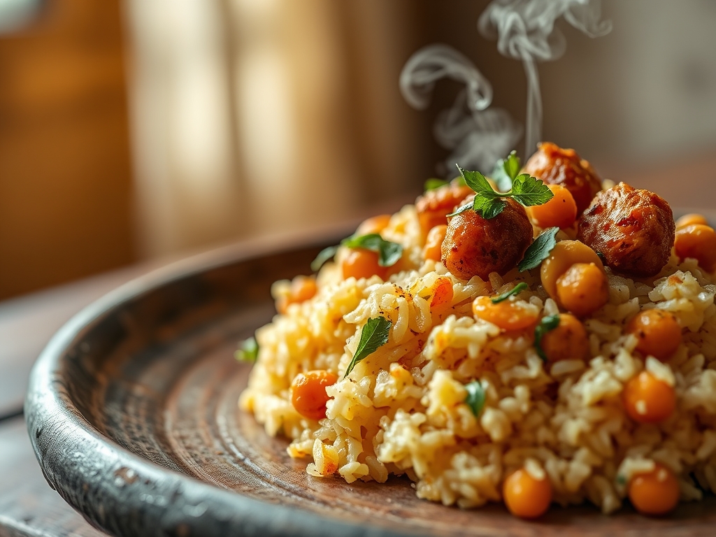 Arroz con garbanzos y embutido real