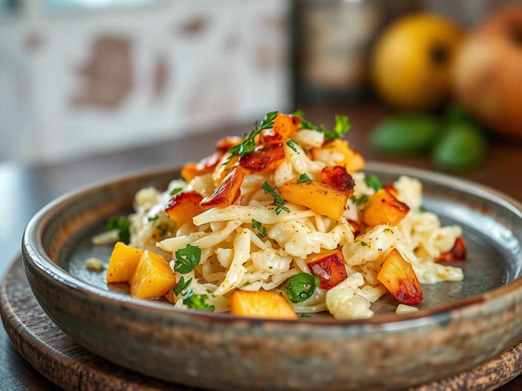 Ensalada de col con manzana y nuez
